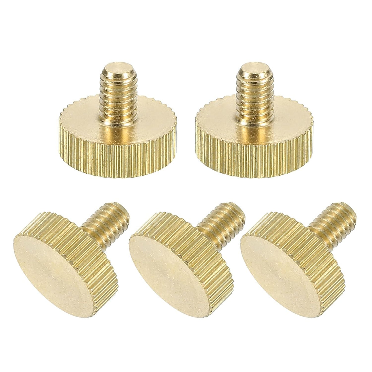 5Pcs Brass Knurled Thumb Screws, M4x6mm Flat Stripe Bolt Knob Fasteners Solid Brass Diamond Knurled Thumb Screws Knobs for Electronic, Mechanical