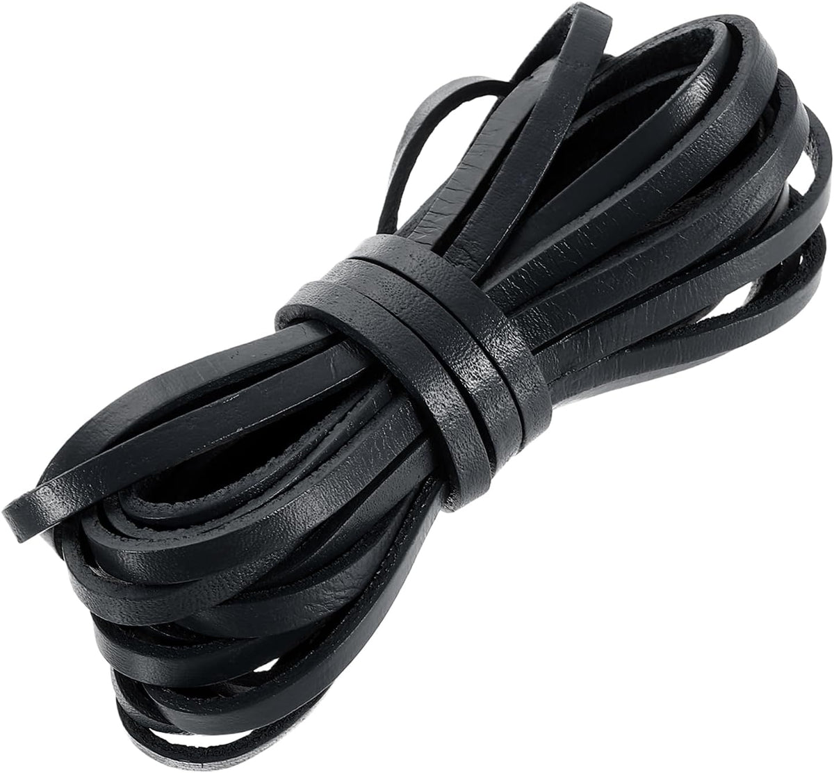 Flat Leather Cord, 5.5 Yard 6mm Leather String Strips Lacing for DIY Crafts Making Bracelet Purse Strap, Black