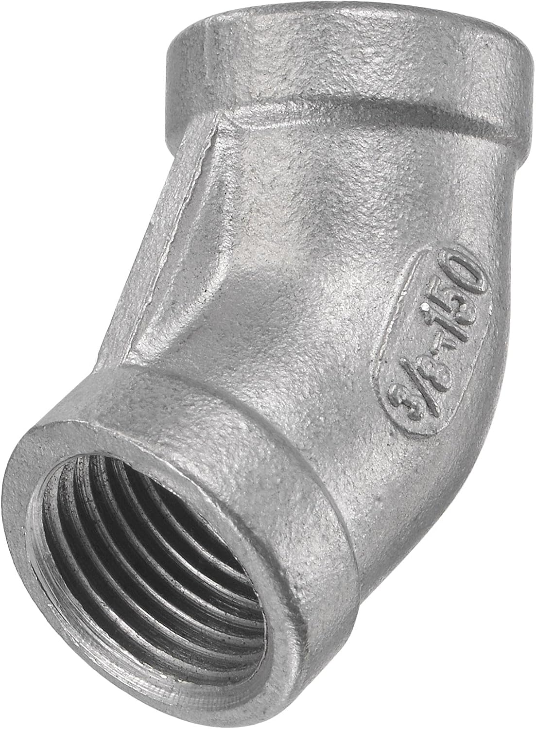 Pipe Fitting 45 Degree Elbow 3/8 NPT Female Thread Hose Connector Adapter, 304 Stainless Steel