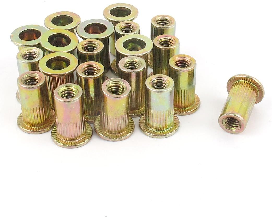 20Pcs Steel Rivet Nut Flat Head Insert Nutsert #8-32