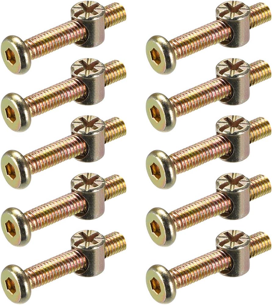 M6 x 40mm Furniture Bolts Nut Set Hex Socket Screw with Barrel Nuts Phillips-Slotted Zinc Plated 20 Sets