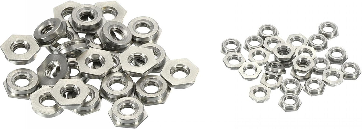 M4 x 0.7mm FS-M4-2 and M3 x 0.5mm FS-M3-1 Pitch Hex Head Carbon Steel Blind Hole Self Clinching Standoff Nuts,50 in 1 Set