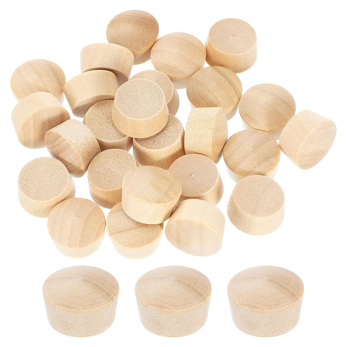 120Pcs Wood Button Plugs, 13mm/0.51" Flat Head Hardwood Screw Hole Plug Wooden Caps Buttons Wood Plug for Furniture Woodworking Craft Decor (14.5mm x 13mm)