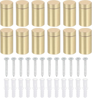 12 Pcs Standoff Screws, 1/2" x 0.93" Aluminum Advertising Screws Wall Standoff Mounts Hardware for Acrylic Picture Frame Glass Signs Hanging, Gold