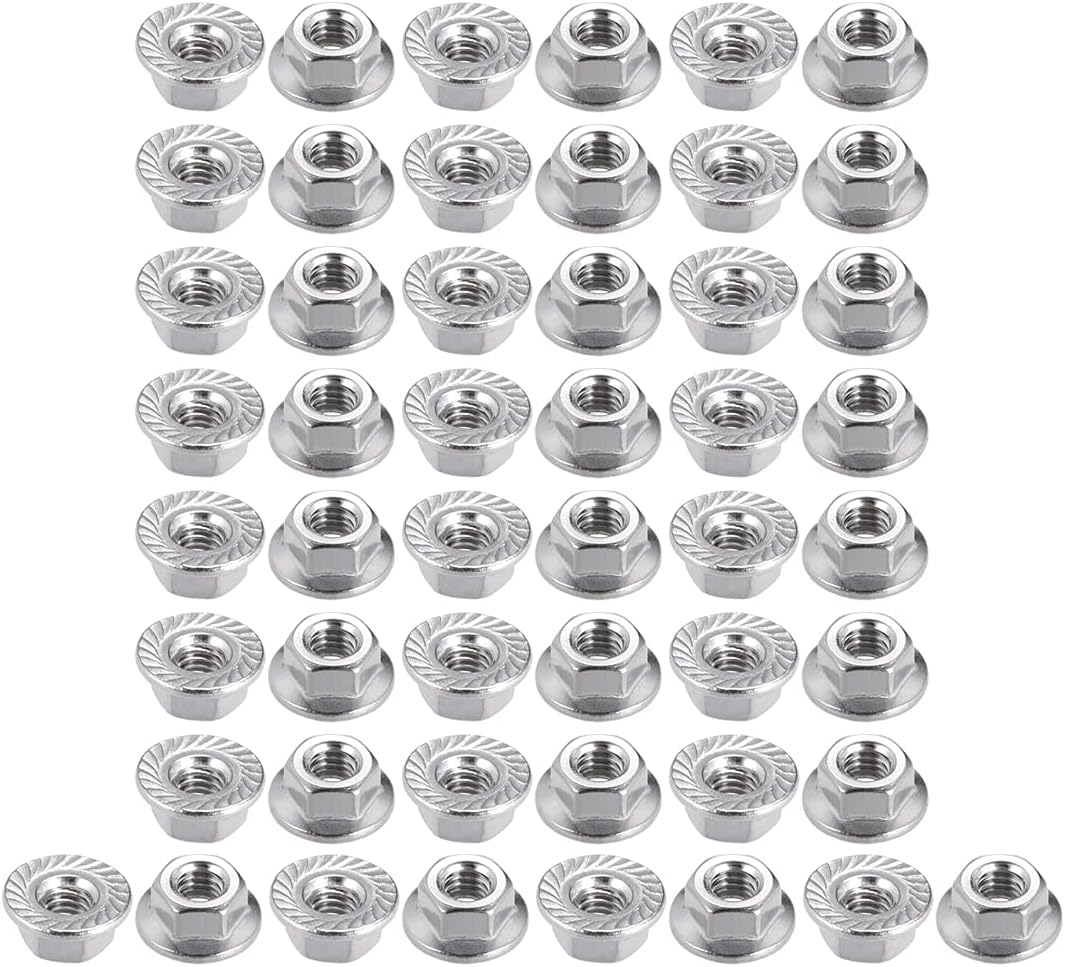 M4 Serrated Flange Hex Lock Nuts, 201 Stainless Steel, 50 Pcs