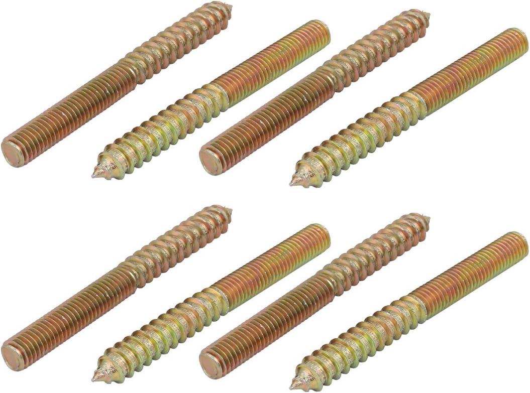 M8x80mm Carbon Steel Zinc Plated Hanger Bolt 40mm Machine Screw + 40mm Wood Screw 8pcs