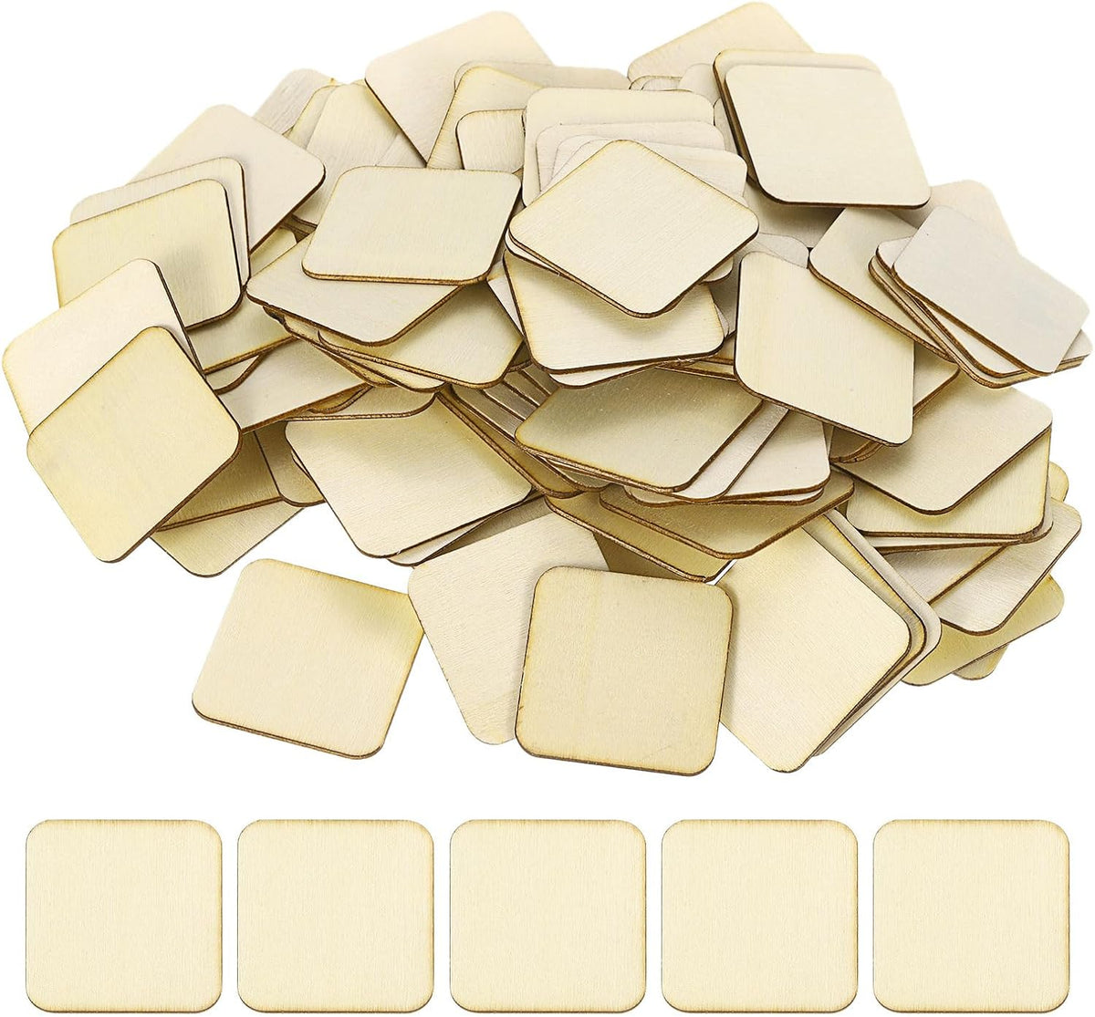 160Pcs 40mm(1.6-inch) Unfinished Wooden Circles Blank Square Natural Wood Discs Cutouts for DIY Crafts, Home Decoration