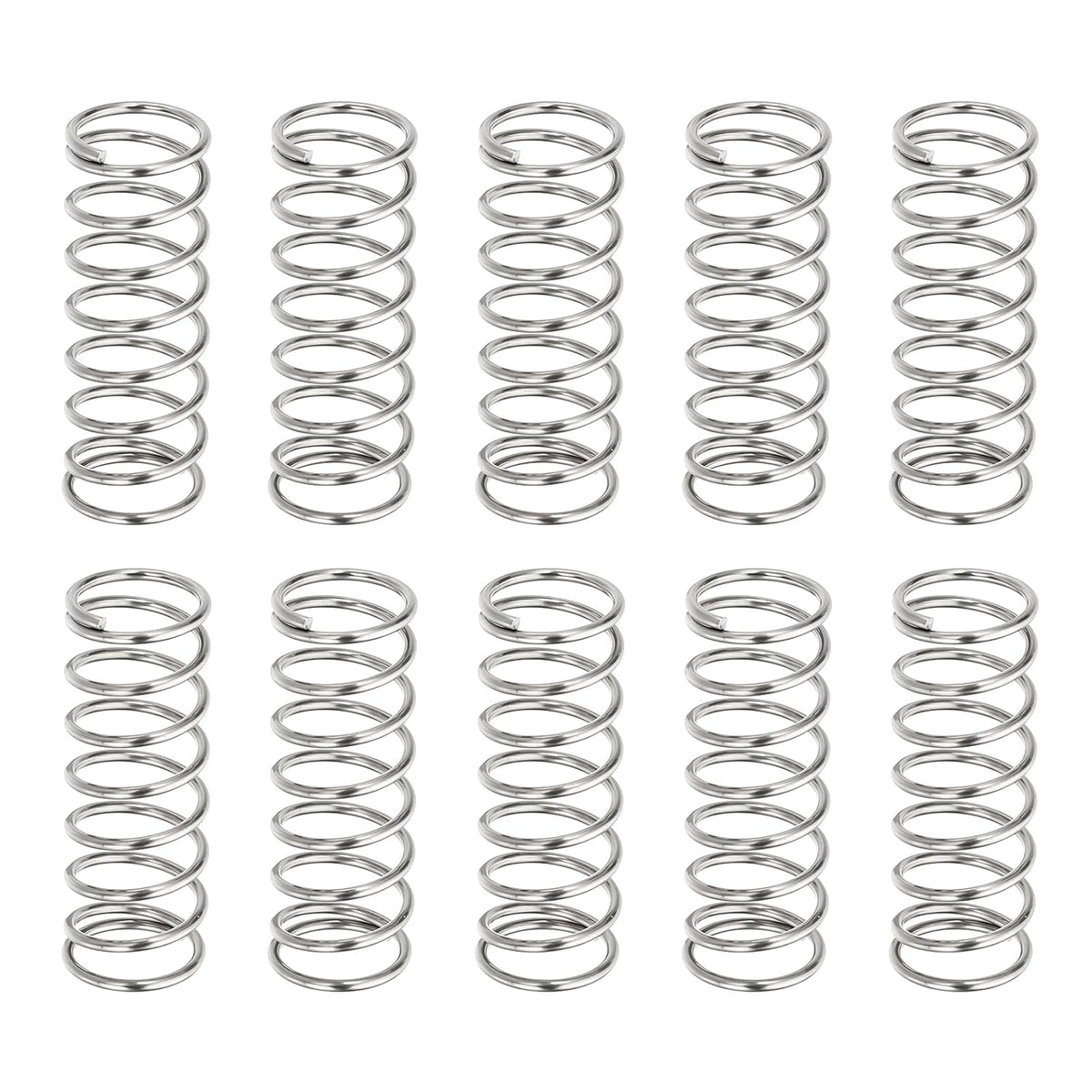 10Pcs Compression Springs, 0.9mm Wire Diameter x 10mm OD x 30mm Length 304 Stainless Steel Extension Spring Ballpoint Pen Pressure Springs for Shop Home Repairs, Silver