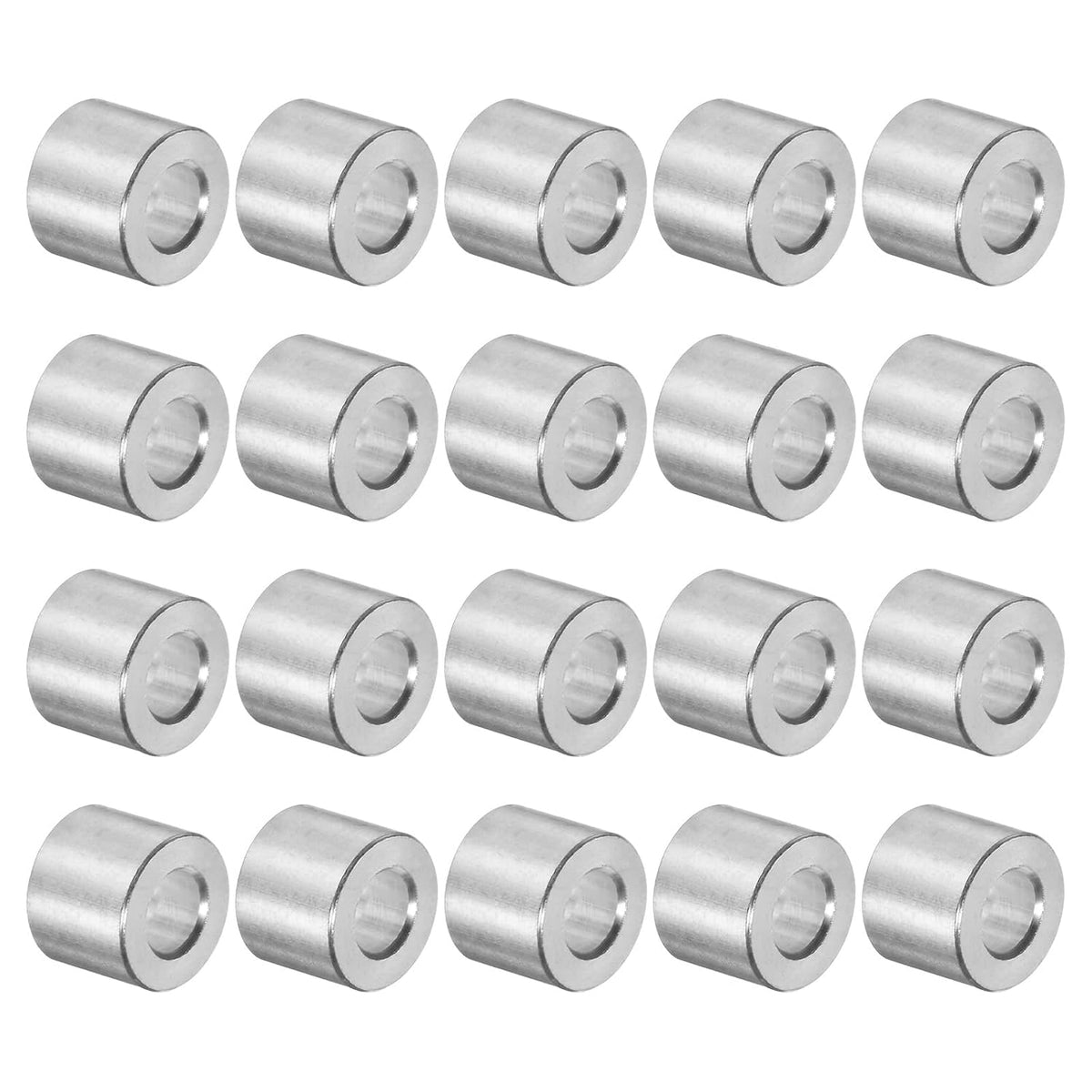 20pcs Aluminum Spacer 5mm Bore 10mm OD, 7mm Length Screw Standoff Bushing Plain Finish Round Spacer for M5 Screws Bolts and Rods