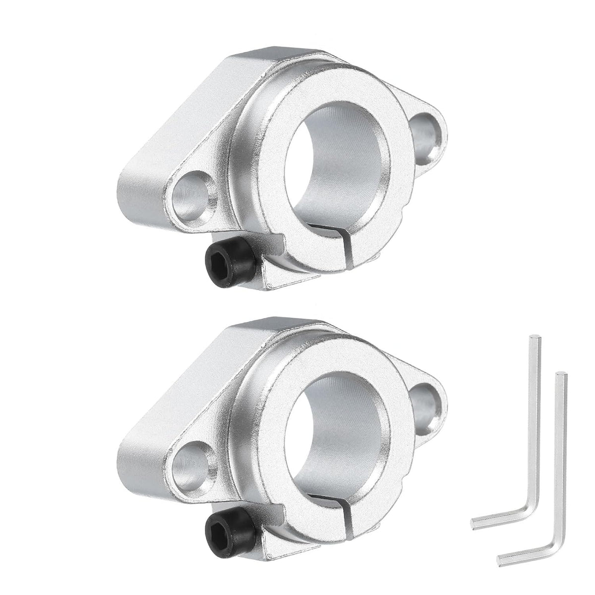 2pcs SHF20 Aluminum Linear Rod Rail Shaft Support for 20mm Diameter Shaft, Linear Motion Rail Guides Mounting Bracket for CNC Machine, 3D Printer, Automation Equipment, Silver Tone
