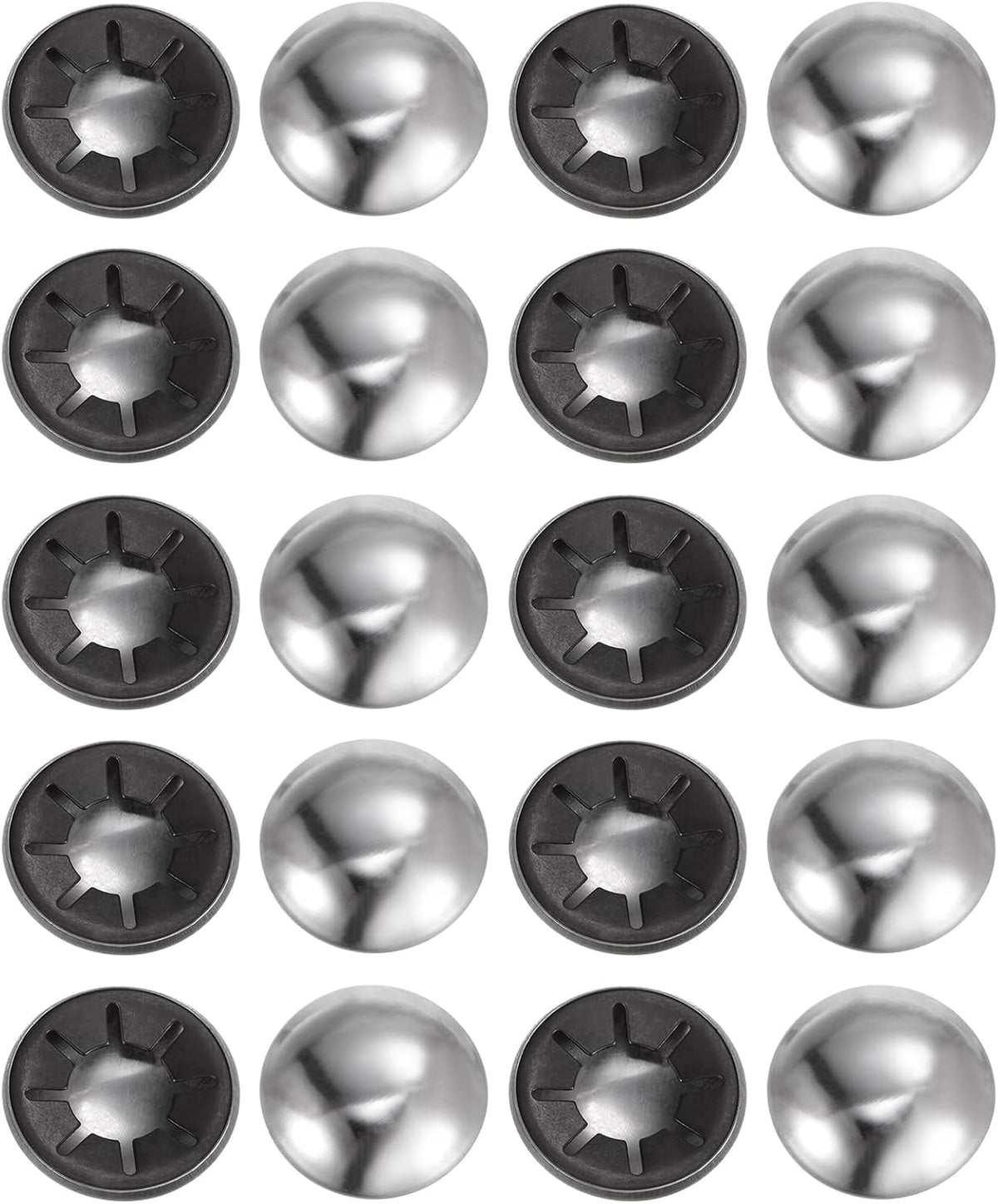20PCS 65Mn Steel Push on Push Nut Caps 0.63 Inch Axle Push Nut Fastener for Hand Trucks, Lawn Wagons, and Rolling Bins, M16 x 35mm