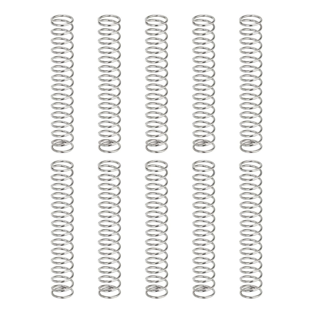 10Pcs Compression Springs, 0.8mm Wire Diameter x 9mm OD x 50mm Length 304 Stainless Steel Extension Spring Ballpoint Pen Pressure Springs for Shop Home Repairs, Silver