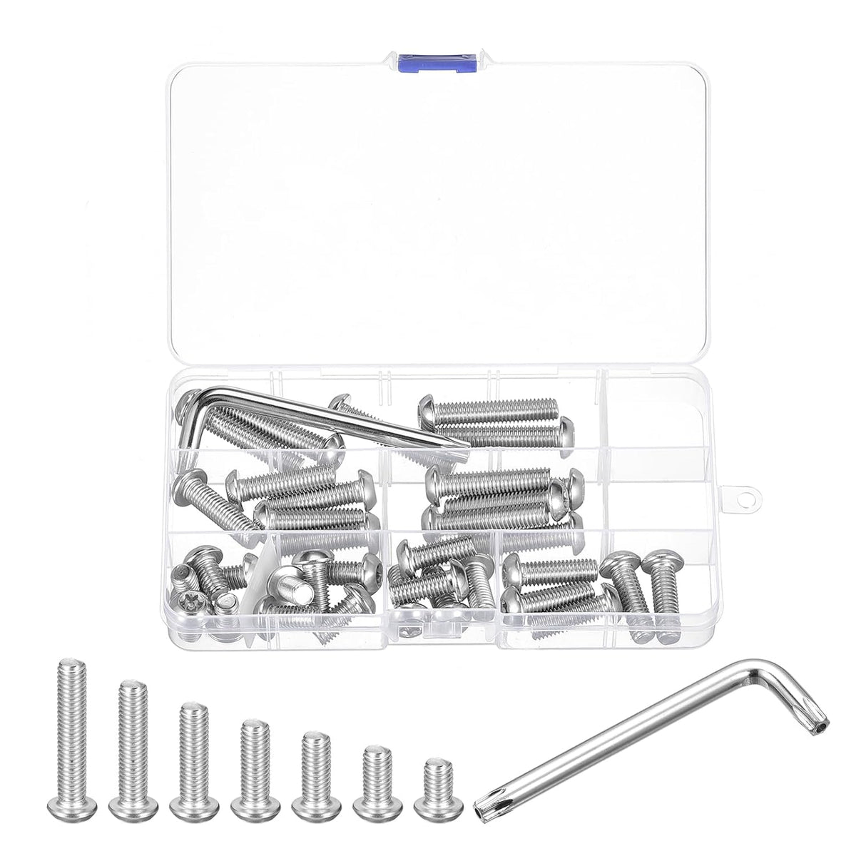 M8 Torx Security Screws Kit, (M8x12/16/20/25/30/35/40mm) 35pcs 304 Stainless Steel Round Head Tamper Proof Screw, W 1pcs T40 Wrench Bolts