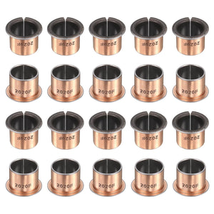 20Pcs Flanged Sleeve Bearings, 20mm Bore x 23mm OD x 20mm Length x 30mm, Sintered Bronze Wrapped Oilless Bushings