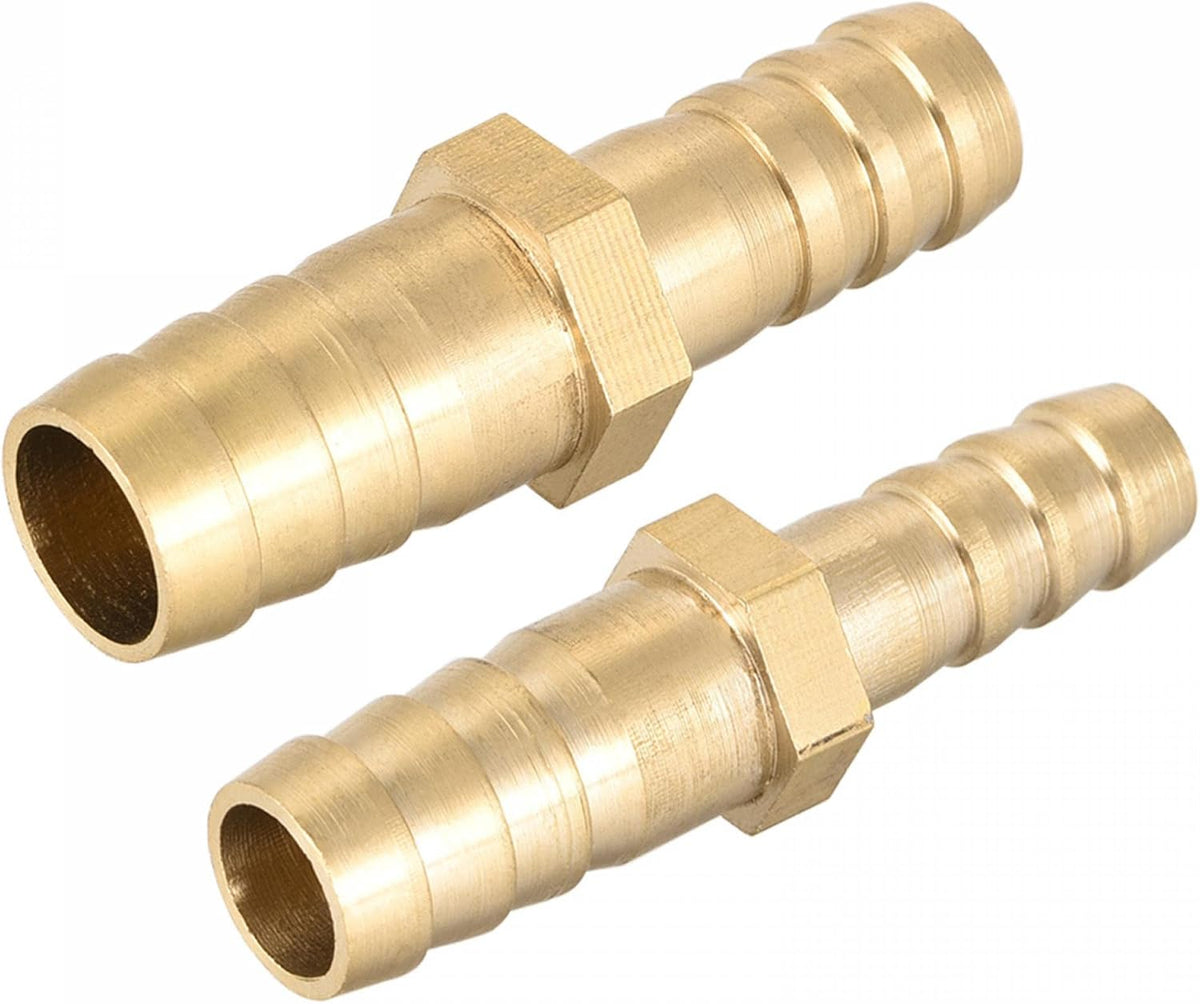 Straight Brass Barb Fitting Reducer, Fit Hose ID 10mm to 8mm, 10mm to 12mm, 2pcs