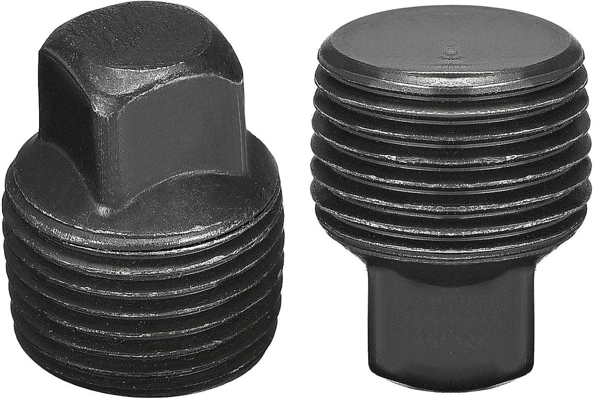 Outer Square Head Socket Pipe Fitting Plug 3/8NPT Male Thread Carbon Steel 2Pcs for Terminate Pipe Ends