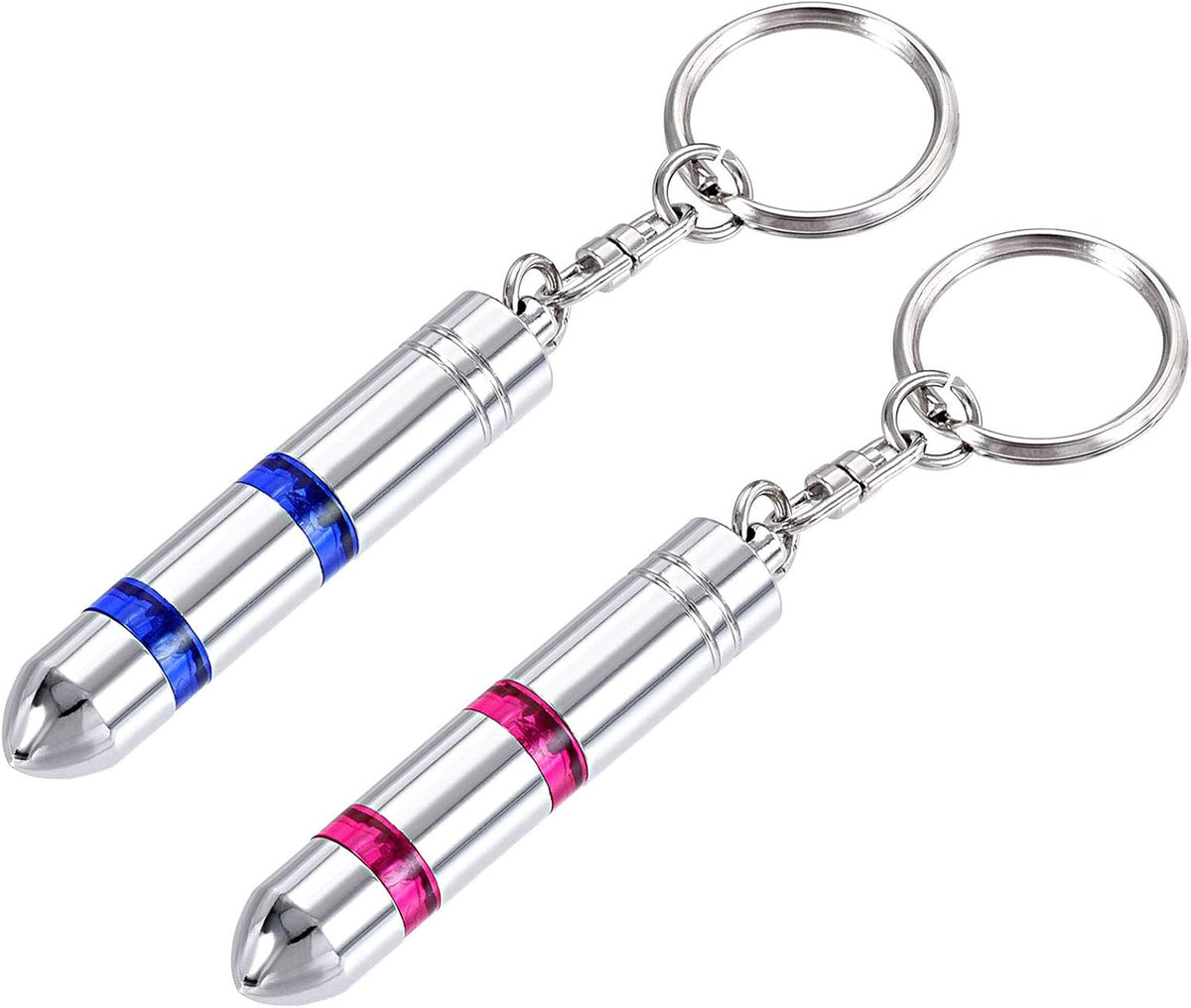Anti-Static Keychain Static Secondary Electricity Discharge ESD Keyring, Surface Chromed, Magnetic Head. (Blue,Red, 1 Set)