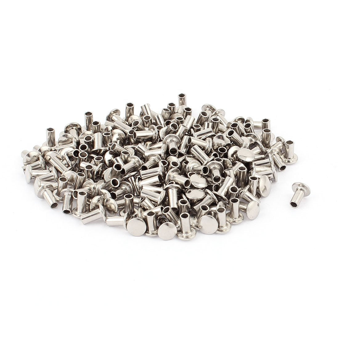 200 Pcs M3 x 6mm Nickel Plated Oval Head Semi-Tubular Rivets
