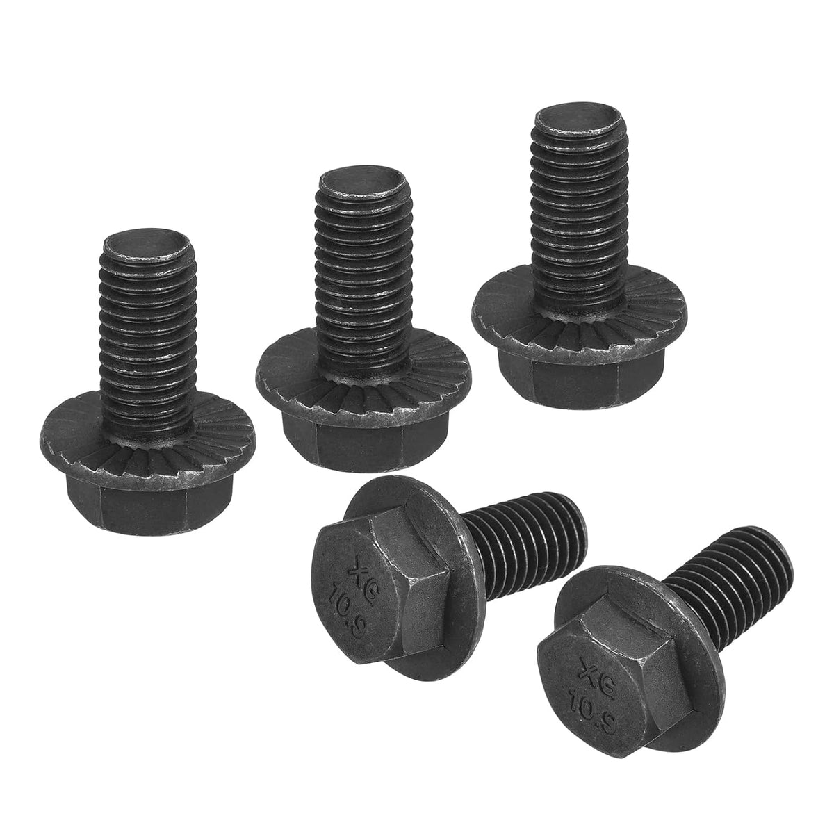 M10-1.5x20mm Hex Serrated Flange Bolts 10.9 Grade Carbon Steel Screws 5pcs