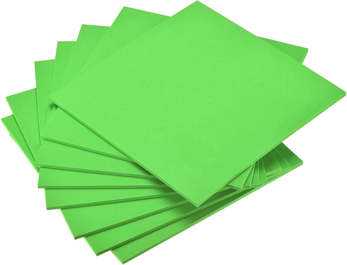 LinkMejor Green EVA Foam Sheets 10 x 10 Inch 5mm Thickness for Crafts DIY Projects, 8 Pcs