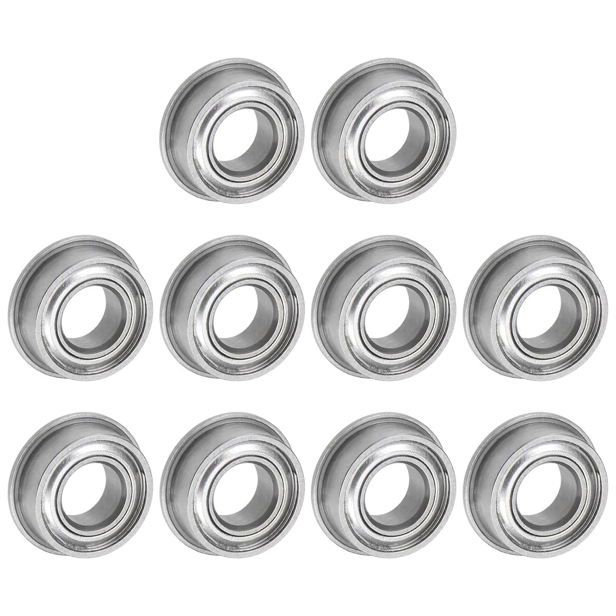 MF84ZZ Flanged Ball Bearing 4x8x3mm Double Shielded Chrome Steel Flange Bearings, 10pcs