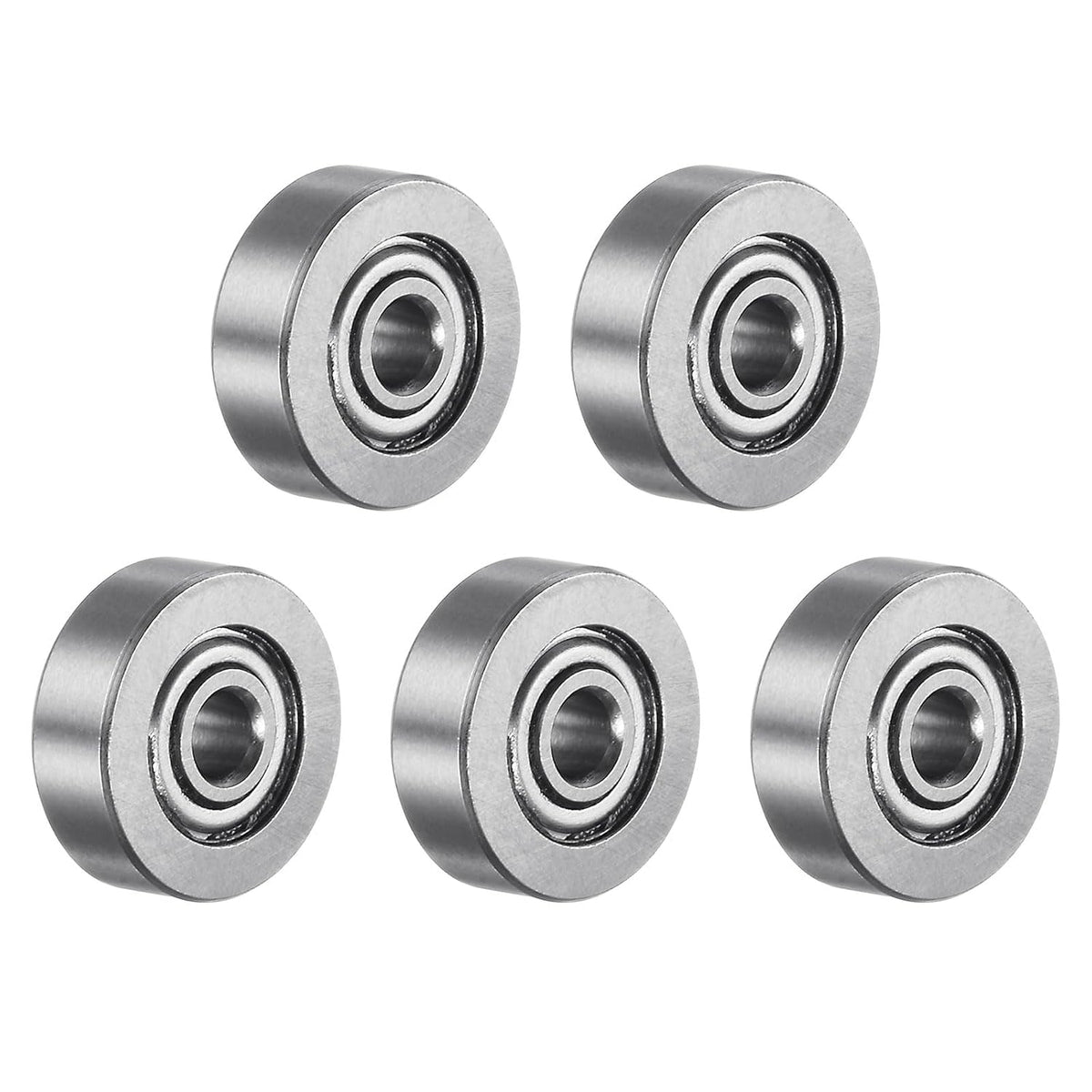 R2AZZ Deep Groove Ball Bearing, 5pcs 1/8" x 1/2" x 11/64" Chrome Steel Z1 Double Steel Shielded Bearing