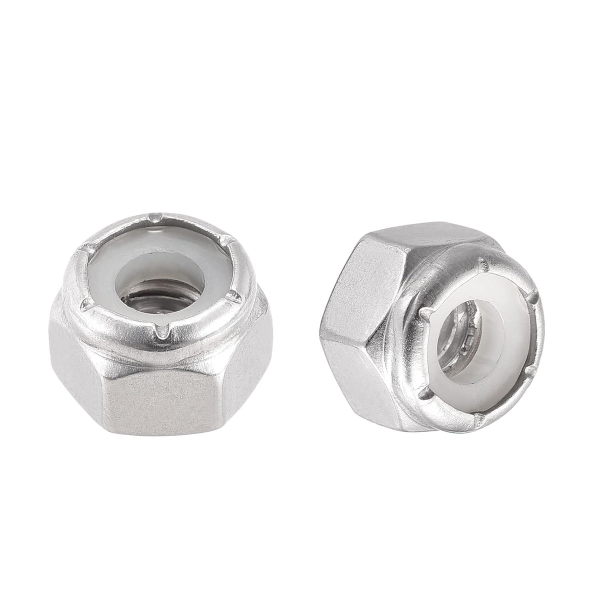 1/4-20 UNC Nylon Insert Hex Lock Nuts, 304 Stainless Steel, Plain Finish, 100pcs