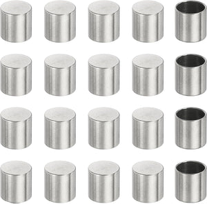 20 Pcs Stainless Steel Cord End Caps, 6 mm End Cap Barrel Beads Leather Cord End Caps for Jewelry Making DIY Tassel 7 mm Length Silver