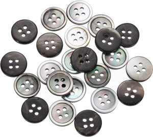 25 Pcs Natural Shell Buttons, 4 Hole 12.5mm Mother of Pearl Buttons for Shirt Clothes Coats Suits Jacket Jeans Skirts Sewing Craft DIY Decoration, Black