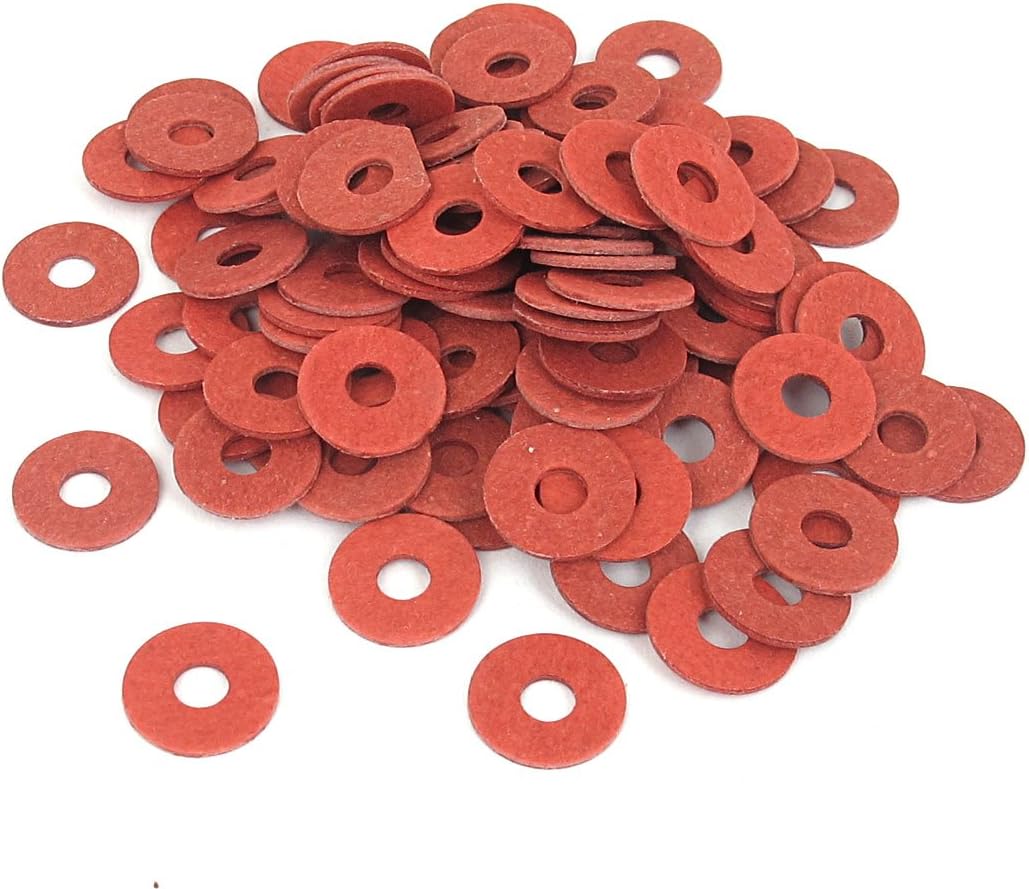 4mmx12mmx1mm Fiber Insulating Gasket Flat Washer Red 100pcs