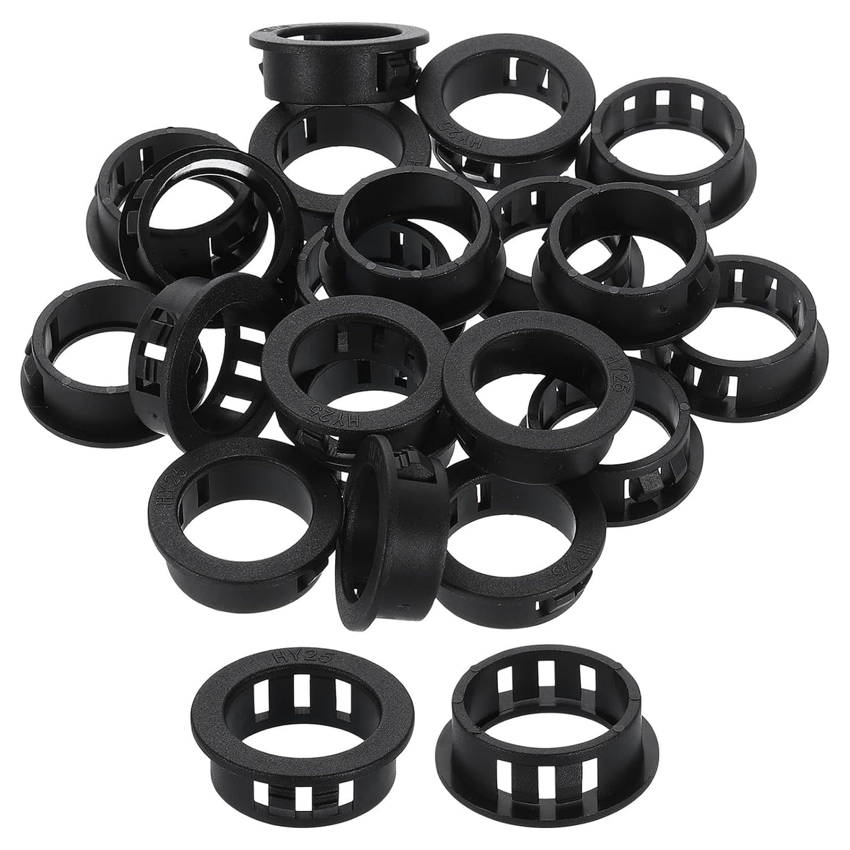 20Pcs Round Cable Snap Bushing Grommets, 1"(25mm) Black Snap in Cable Grommet Protector for Locking Tube Hose Wire Cord