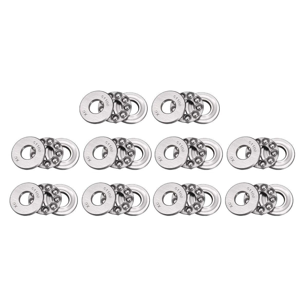 51100 Thrust Ball Bearings 10mm x 24mm x 9mm Chrome Steel Single Direction Axial Ball Row Roller Bearings for Automotive Machine 10Pcs
