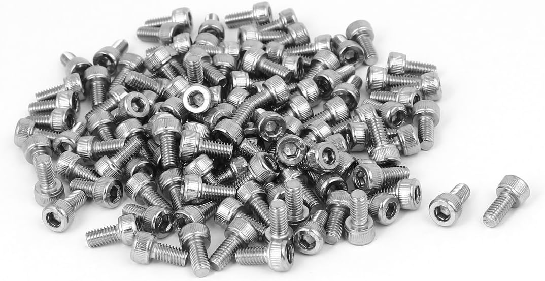 M4x8mm Thread 304 Stainless Steel Hex Socket Head Cap Screw Bolt DIN912 120pcs