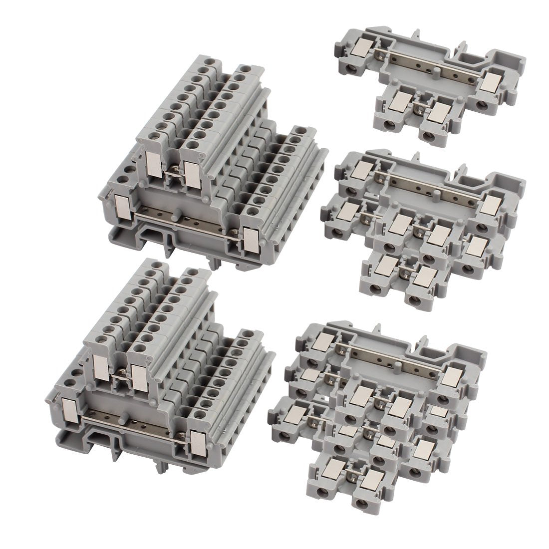 25Pcs MBKKB2.5 DIN Rail Mount Double-Level Terminal Block 500V 2.5mm2 Cable Gray