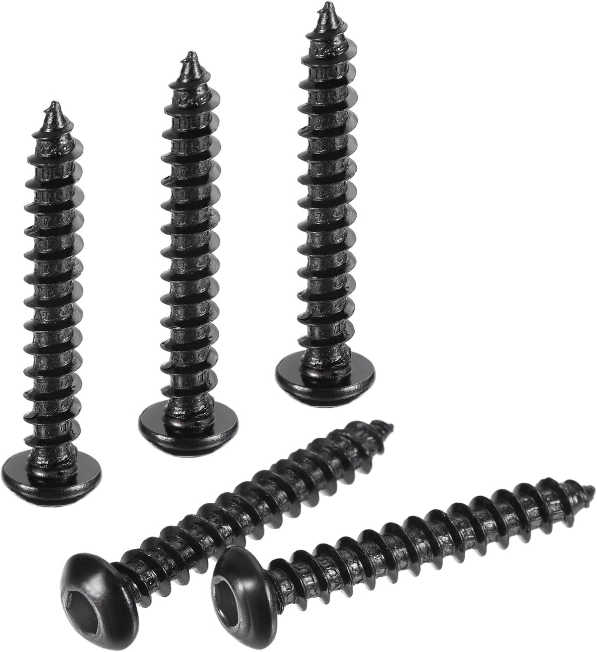Hex Socket Self Tapping Screws, M6 x 40mm Carbon Steel Wood Screw 25pcs