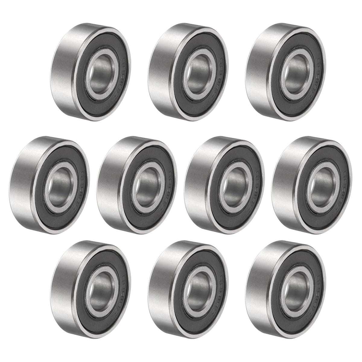 10pcs 6203RS Deep Groove Ball Bearings 17 x 40 x 12mm High Carbon Steel Double Shield Bearings for Electric Motor, Home Appliances, Garden Machinery C3 Silver Tone