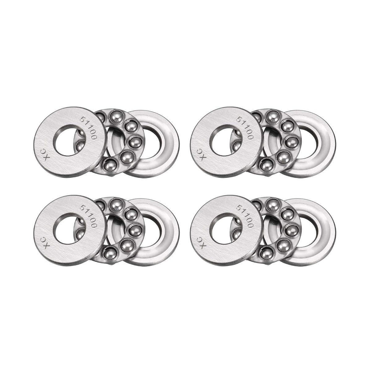 51100 Miniature Thrust Ball Bearing 10mm x 24mm x 9mm Chrome Steel with Washer 4pcs
