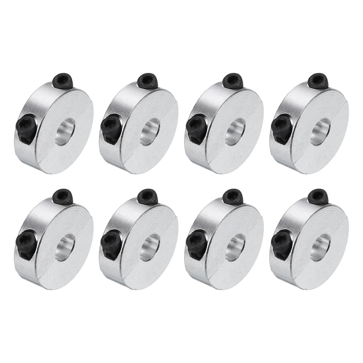 8pcs Double Split Clamp-On Shaft Collar 8mm Bore Clamping Collar, 25mm OD, 8mm Thickness, Aluminum Alloy Axle Collar Clamp, Set Screw Style