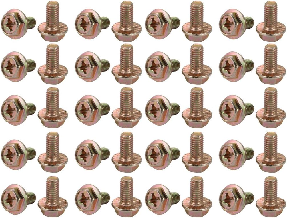 40Pcs M6x12mm Yellow Zinc Plated 4.8 Grade Phillips Drive Serrated Flange Hex Head Bolt