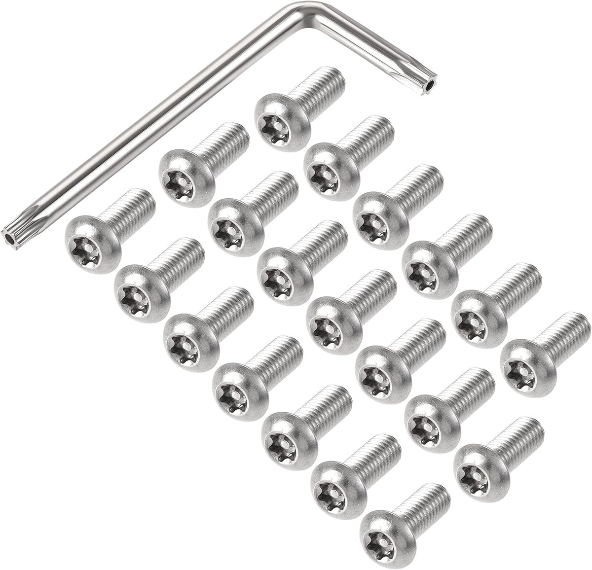 M8x20mm Torx Security Machine Screw, 20pcs Pan Head Screws Inside Column, with T40 L-Type Wrench, 304 Stainless Steel Fasteners Bolts