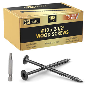 #10 x 2-1/2” Deck Screws, 108Pcs Star Drive Wood Screws
