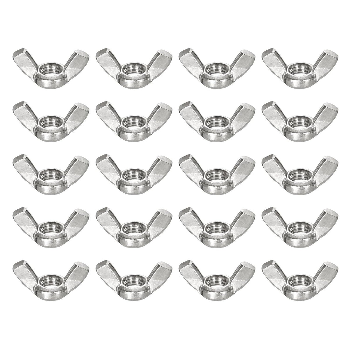 3/8"-24 Wing Nut 20 Pcs, 304 Stainless Steel Butterfly Wing Nuts Fasteners Parts Hand Twist Tighten Wing Nuts for Machinery Electronic Equipment DIY, Silver