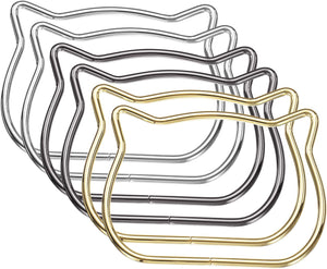 6Pcs Metal Purse Handle, Cat Head Handbag Ring Buckle Bag Handle Replacement for DIY Handmade Woven Bag Luggage Hardware Accessories, Gold/Gunmetal/Silver