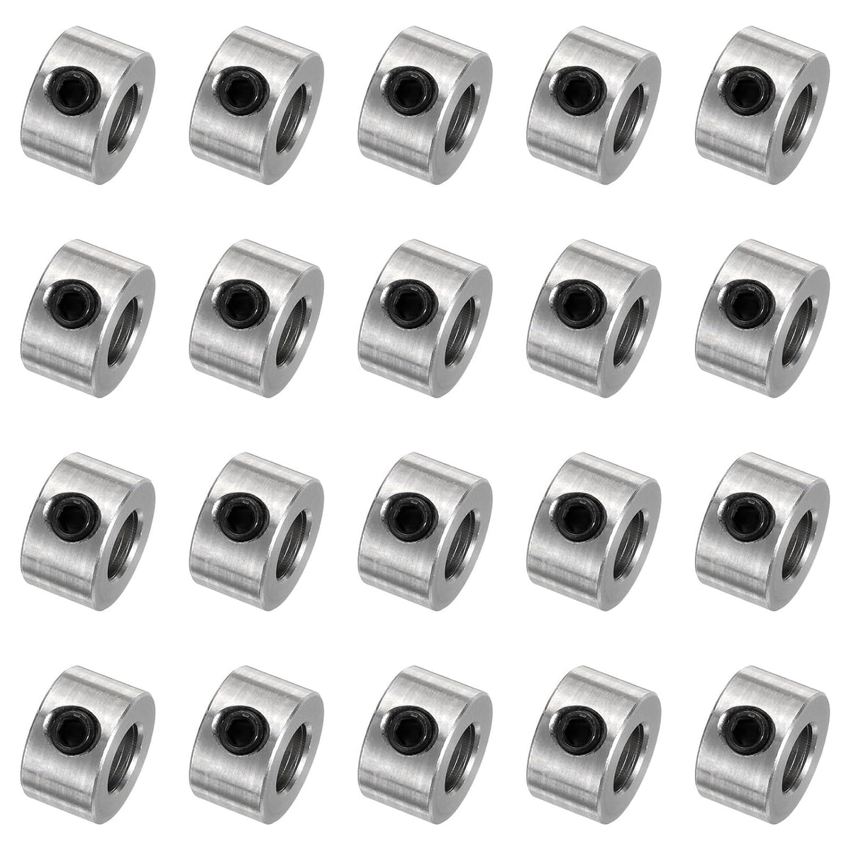 20pcs Set Screw Collars 6mm Bore Shaft Collars, 12mm OD, 7mm Width, Drill Stop Collar, Stainless Steel Drill Bits Depth Collars