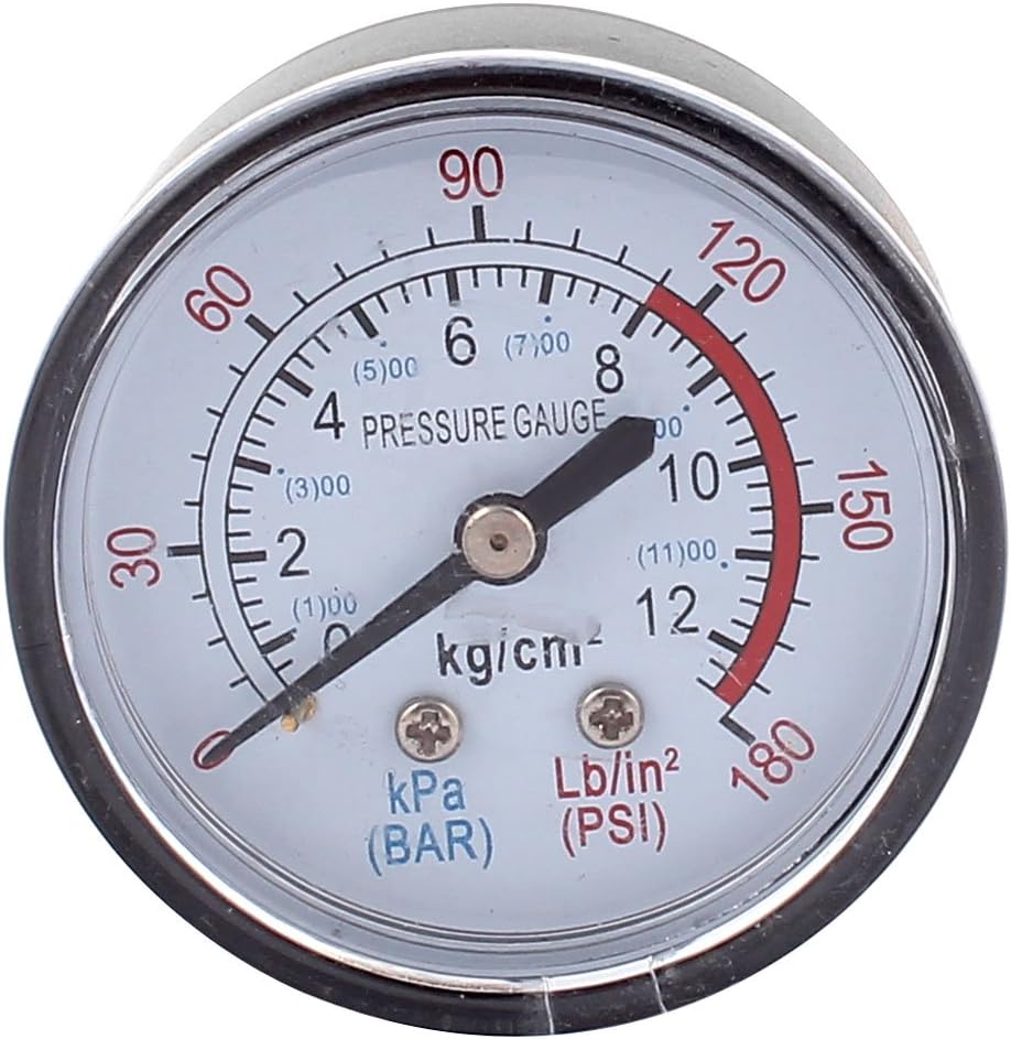 Round 0-180psi 13mm 1/4BSP Thread Dia Dial Air Pressure Gauge