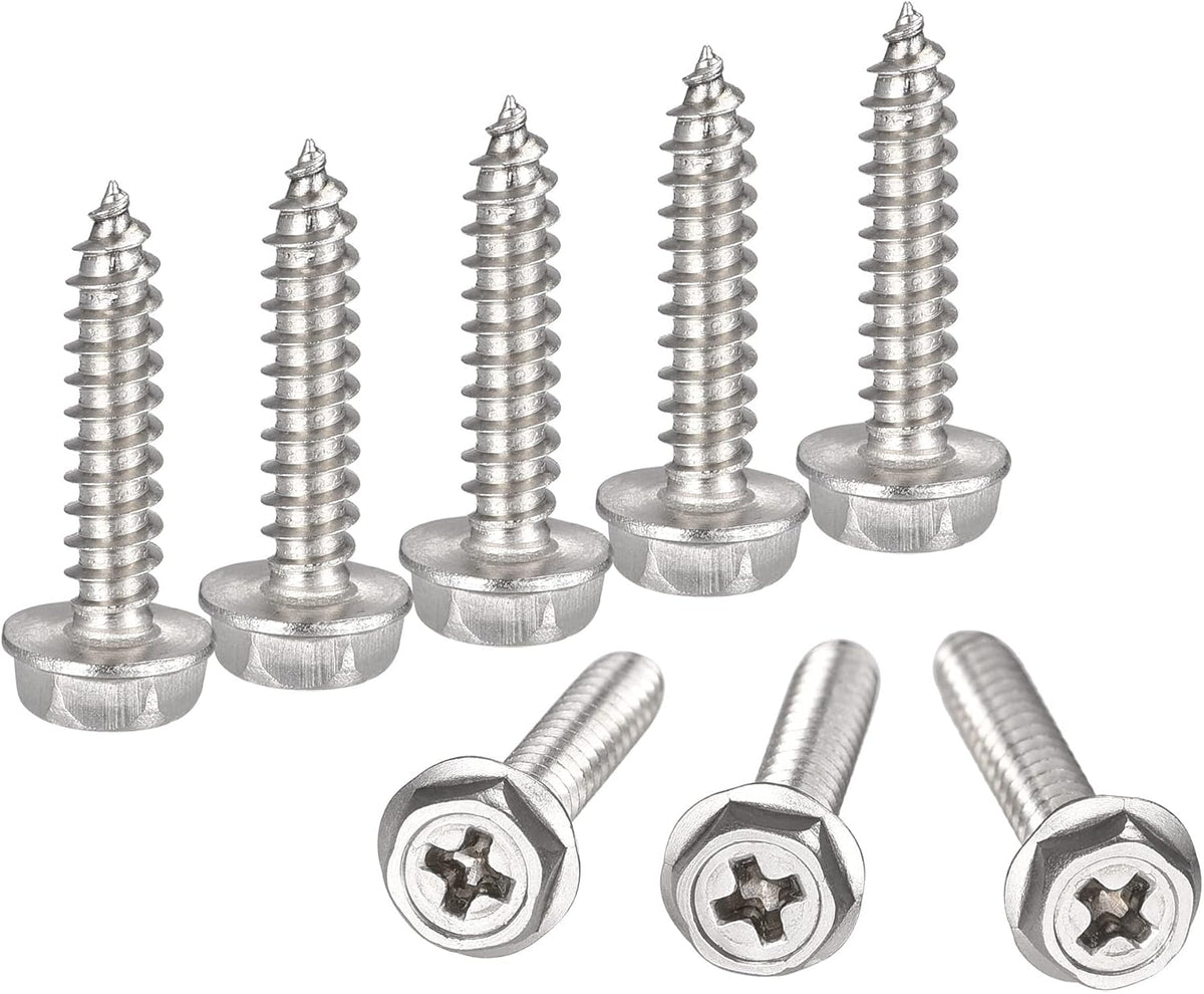 Phillips Hex Washer Self Tapping Screws, M3 x 16mm 304 Stainless Steel Hex Flange Sheet Metal Screw 60pcs
