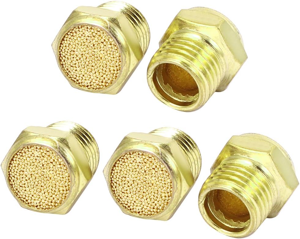1/4BSP Thread Pneumatic Air Breather Muffler Noise Exhaust Silencer 5pcs