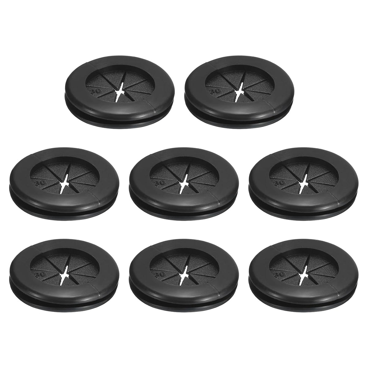 8Pcs Rubber Grommets 1"(25mm) ID 1-3/16"(30mm) Drill Hole Double Sided Firewall Hole Plugs Round Electrical Wiring Gasket, Black