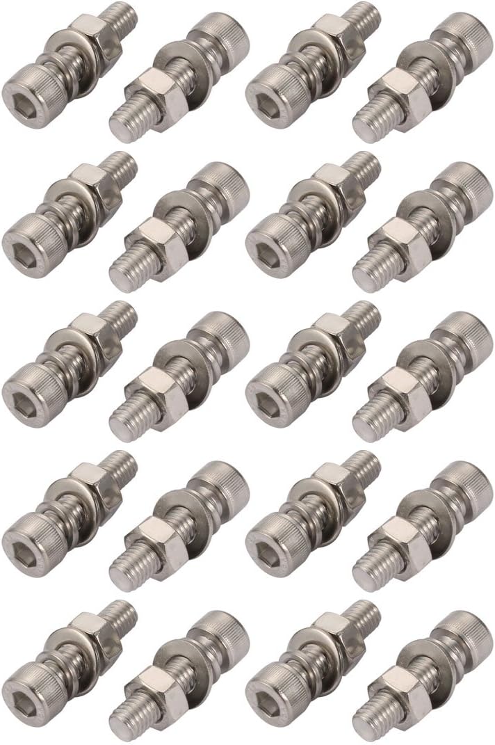 20Pcs M8x30mm 304 Stainless Steel Knurled Hex Socket Head Bolt Nut Set w Washer