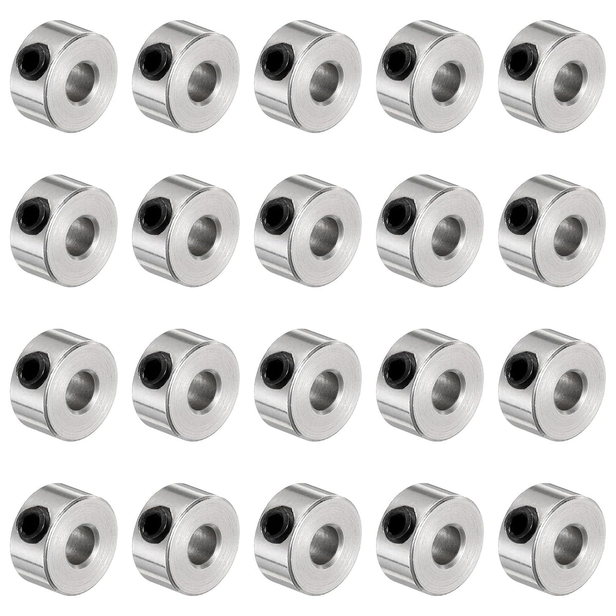 20pcs Set Screw Collars 3.05mm Bore Shaft Collars, 8mm OD, 4mm Width, Drill Stop Collar, Carbon Steel Drill Bits Depth Collars